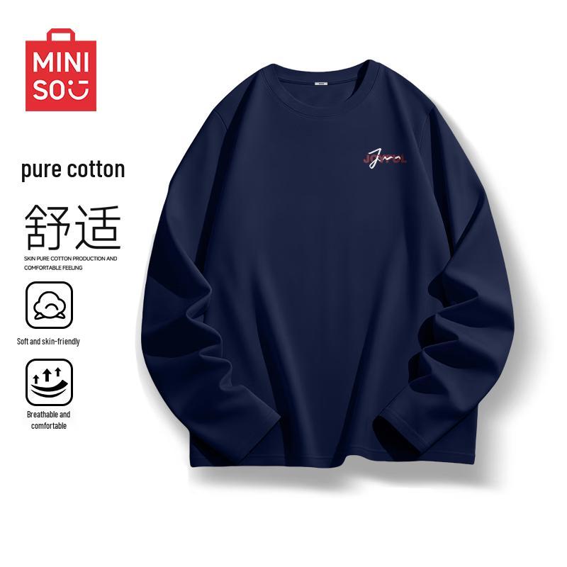 MINISO Men s Heavyweight Pure Cotton Long-Sleeve T-Shirt 2XL