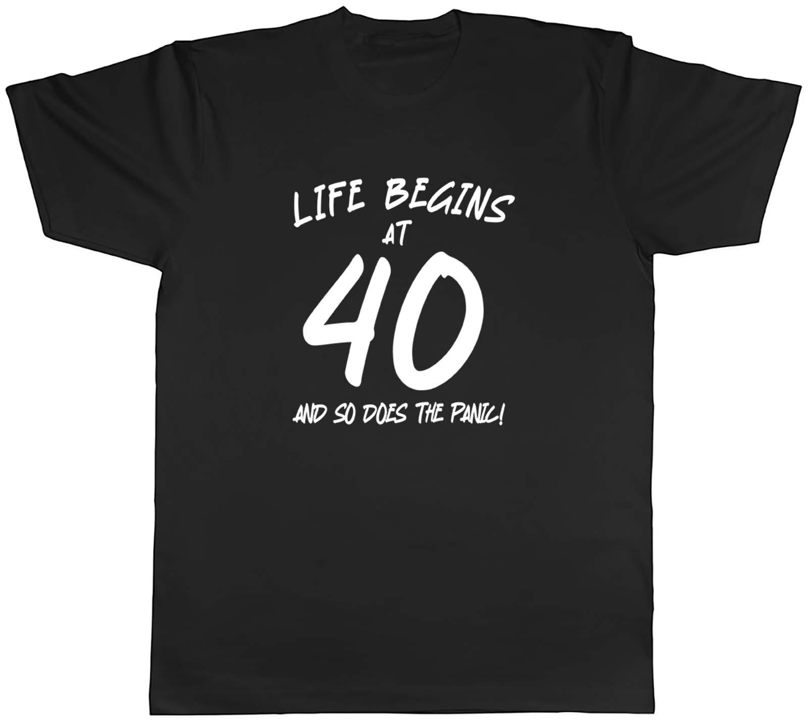 40th Birthday Mens T-Shirt Life Begins at 40 So Does the Panic Tee Gift M