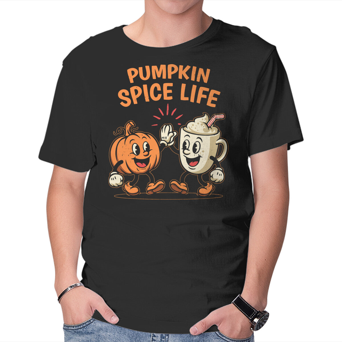 Unisex Crew Neck T-Shirt Pumpkin Spice Life Graphic Short Sleeve Casual Tee S
