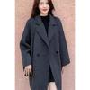 Women's 2025 Spring Mid-Length Grey Woolen Coat