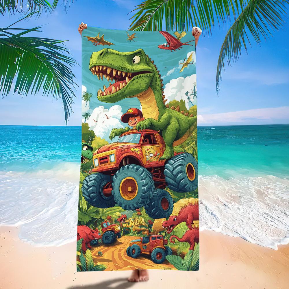 Asciugamano da Spiaggia Cartone Animato Piccolo Dinosauro Europeo e Americano Fabbrica di Stampa Digitale Asciugamano da Bagno Stampa Giocattoli Microfibra Bambini