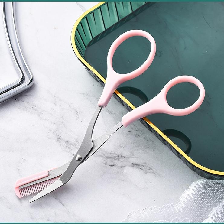 Women Eyebrow Trimmer Scissors Comb Eyelash Hair Removal Grooming Cutter Shaping