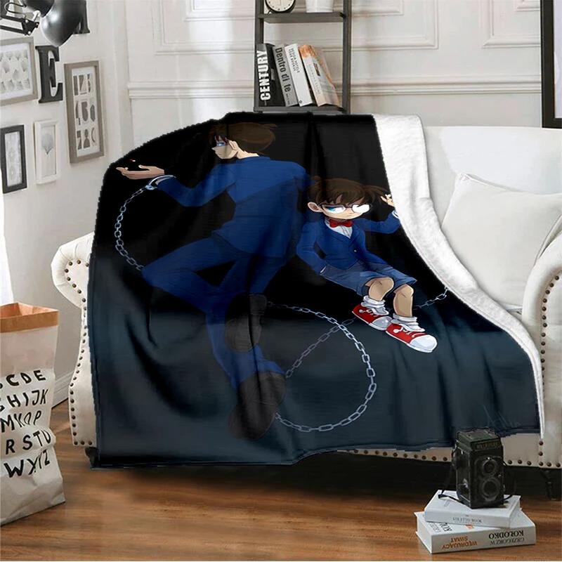 Cartoon Cartoon Detective Conan Printed Blanket, Fashionable Soft Warm Flannel Blanket, Bed Sofa Outdoor Travel Picnic Blanket