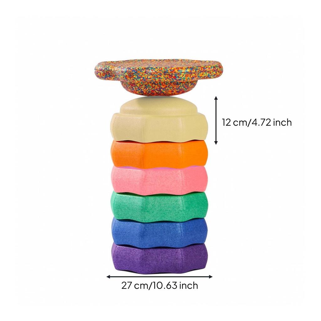 6 Pieces 2in1 Balance Stepping Stone | Rounded LowProfile Design, with