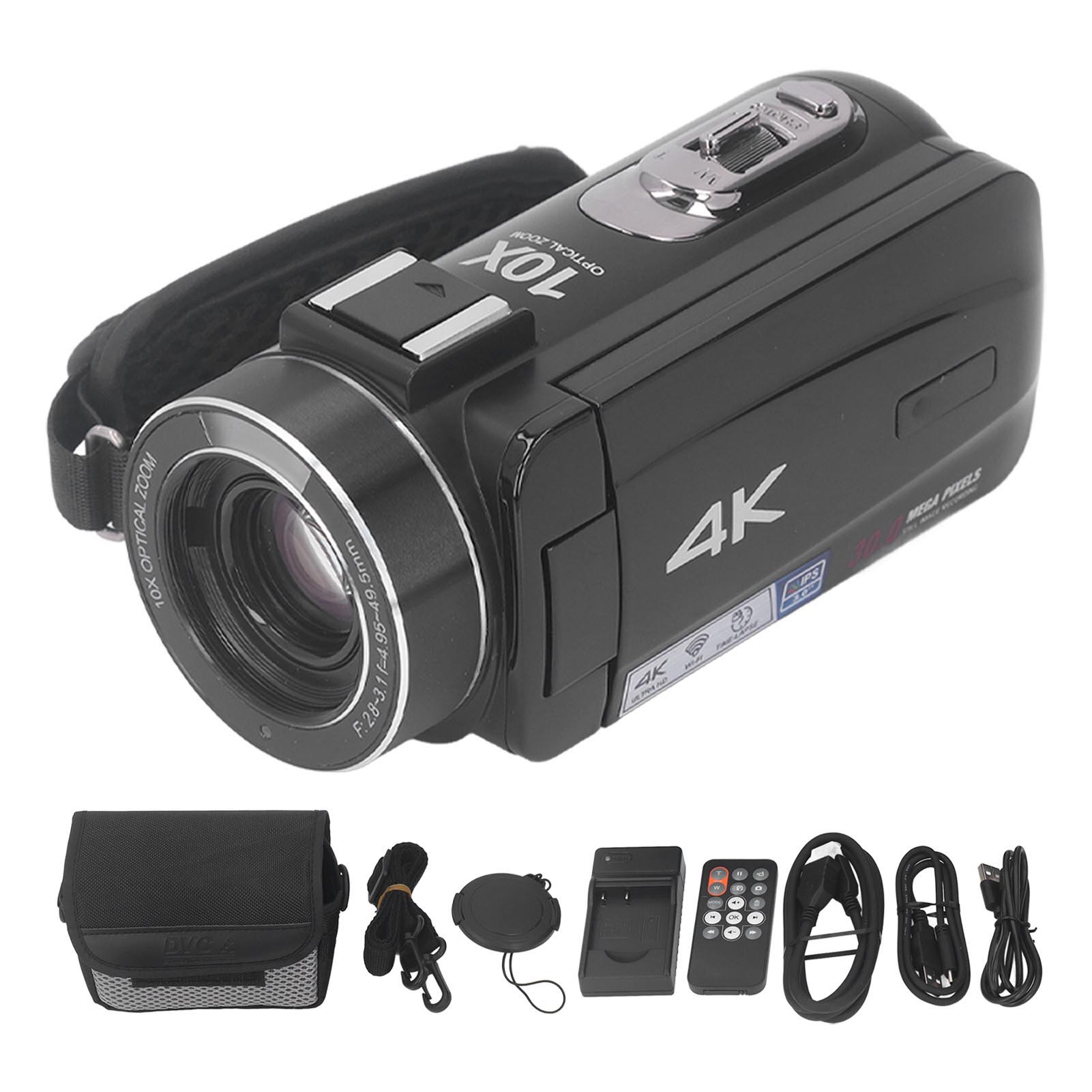 

4K 10X Digital Zoom Camera with Remote Control Portable Auto Focus 3 Inch HD Touch Screen Vlogging