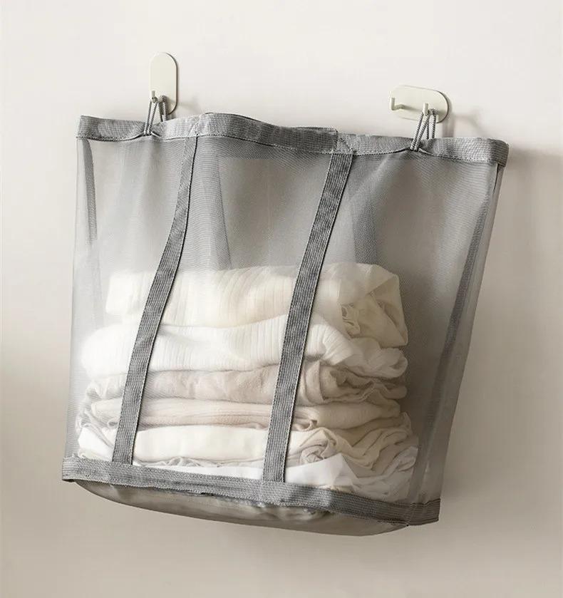 1PC Foldable Laundry Hamper Bag - Travel & Home Clothes Organizer Breathable Mesh Laundry Basket Nylon