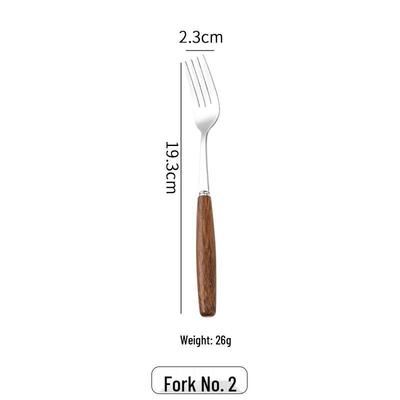 Fourchettes de table mignonnes à manche en bois et en acier inoxydable