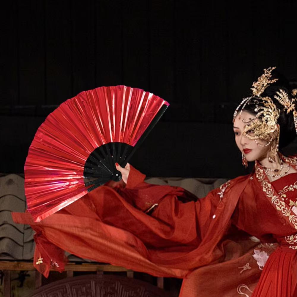 Laser Large Folding Hand Fan Exquisite Dance Fan Durable Kung Fu Fan  Stage Performances