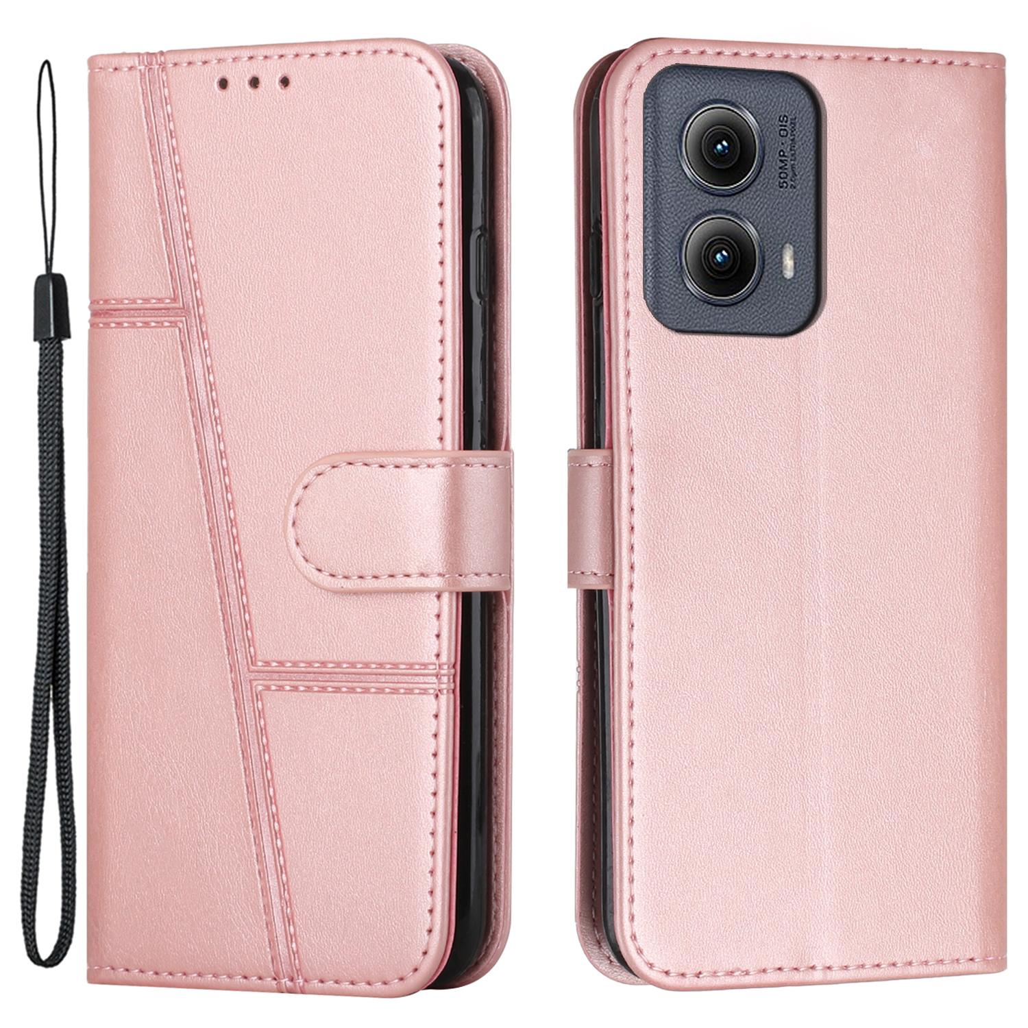 

For Motorola Edge (2024) 5G Case Wallet PU Leather Phone Stand Cover Rose Gold