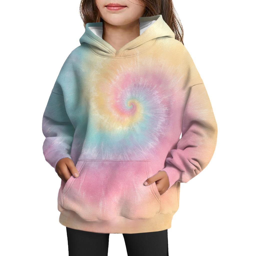Girls' Hooded Tie-Dye Sweatshirt - Pullover Print Top
