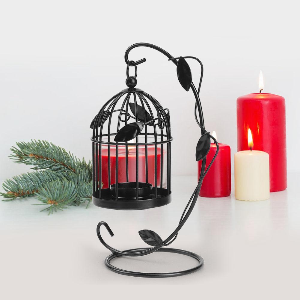 Innovative Iron Leaves Hollow Out Cage Candle Holder Hanging Candlestick Household Decoration