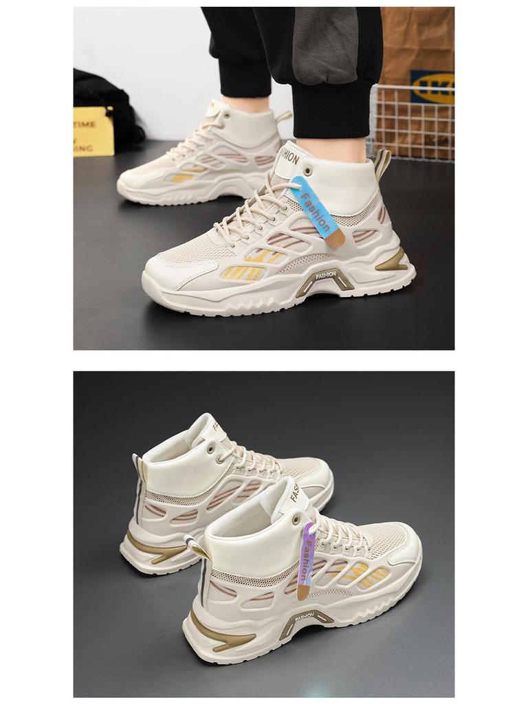 Herren Trendige Atmungsaktive High-Top Mesh Sneaker - Lässige Allround-Dad-Schuhe mit dicker Sohle für den Herbst