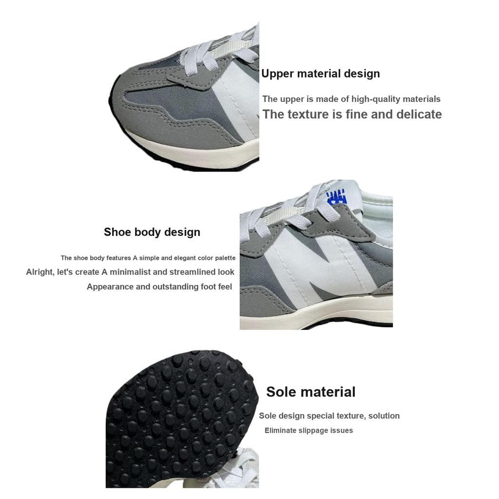 New Balance Nb 327 Comfortable Versatile Low-Top Kids Running Shoes Kids Running Shoes Gray White GS327LAB