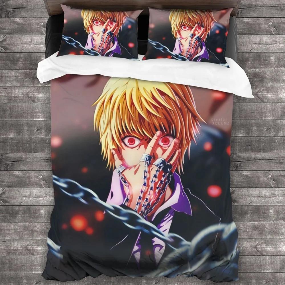 Anime Hunter X Hunter Bedding Set 3 Pieces Cartoon Duvet Cover Quilt Cover Japanese Manga Home Textiles Bedroom Decor