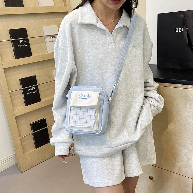 Korean Version of Simple and Cute Transparent Canvas Bag Lightweight and Fashionable Crossbody Bag Class Tutoring Commuting Shoulder Bag Trendy