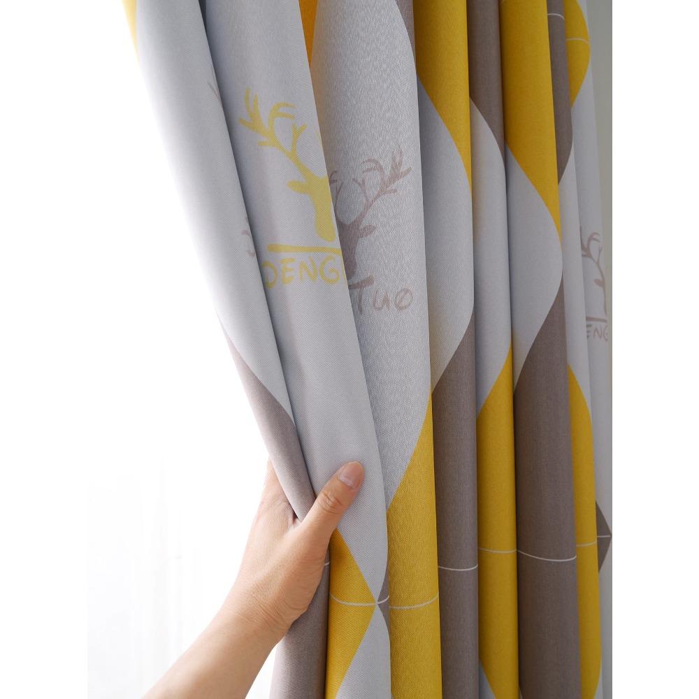 Luxury Printed Plaid Heat Resistant High Shading Curtain For Living Room Bedroom Curtains