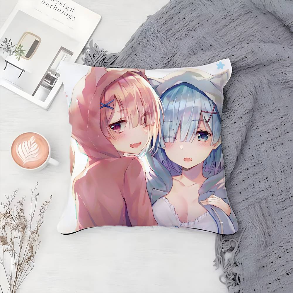 

R-Re: Жизнь с нуля в другом мире Аниме Наволочка с принтом Наволочка Гостиная Диван Подушка Чехол Декор Комнаты Спальни 12x12Inch