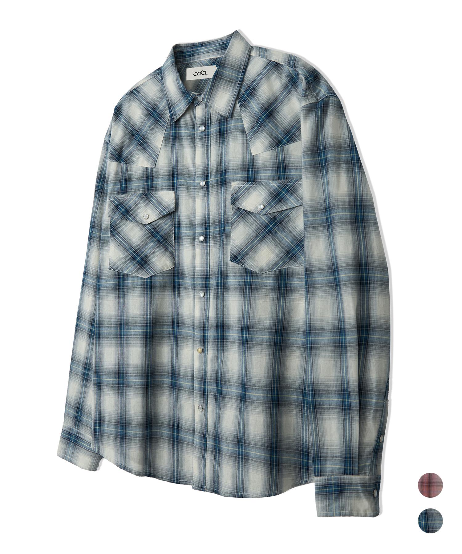 Custom A Clock Check Western Semi-Overfit Long Sleeve Shirt 2 Color Coossh198 Pink/L