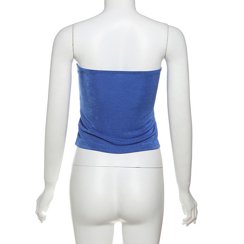 European and American Summer Women's Short Style Crop Cut Street Style Printed Chest Wrapped Vest