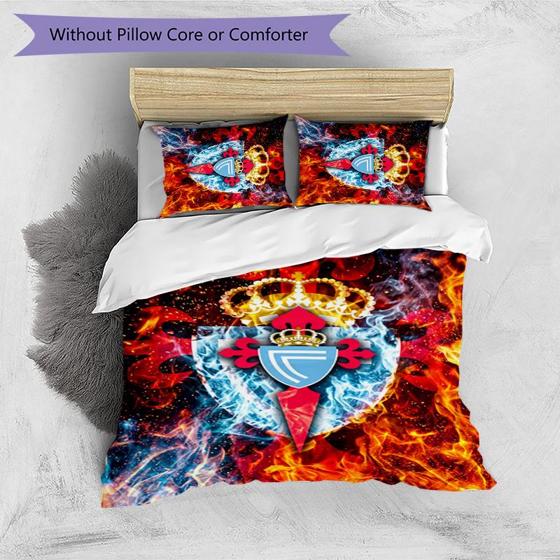 Set Biancheria da Letto 3 Pezzi Stampato Celta Vigo FC Copripiumino Traspirante con Federe Biancheria da Letto Decorativa per Camera da Letto Casa