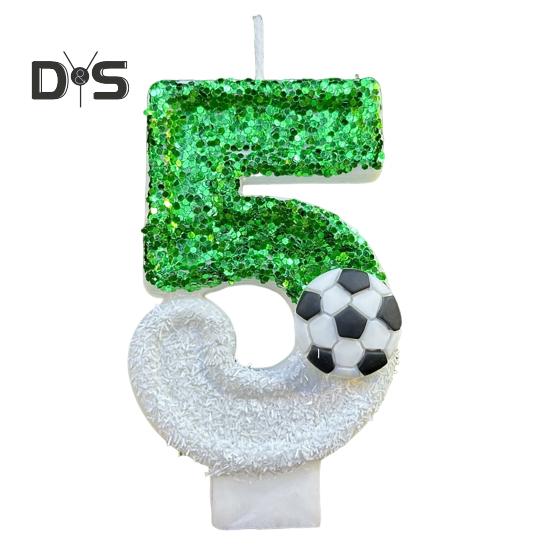 

Свеча на футбольный день рождения, экологически чистая, без запаха, с блестками, простая в использовании, долговечная, с цифрами от 0 до 9, украшение для торта 5