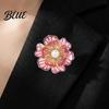 Long-lasting Brooch Women Sparkling Rhinestones Imitation Pearl Flower Shape Lapel