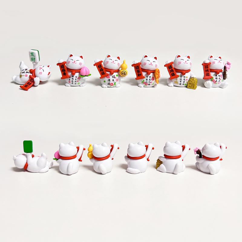 Fu Yun Cai Zhao Cat PVC Ornament: Adorable Micro Landscape & Car Décor Toy Small