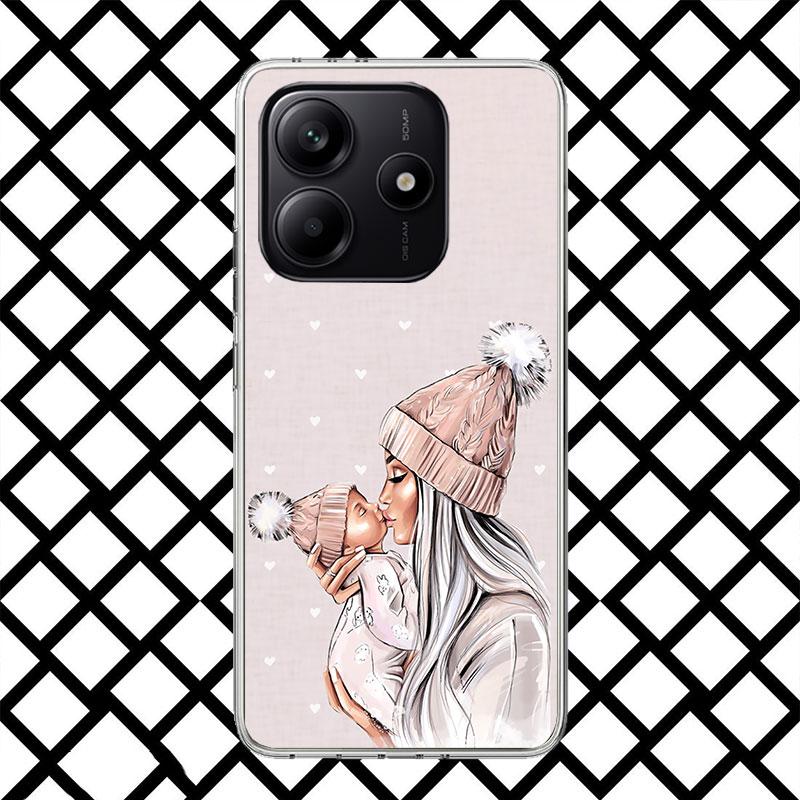 Mama Baby Mädchen Handyhülle für Xiaomi Redmi Note 15 14 14S 13 12 12S 11 Pro Plus 11E 11T 11S 10S 5G Weiche Hülle Fundas Redmi Note