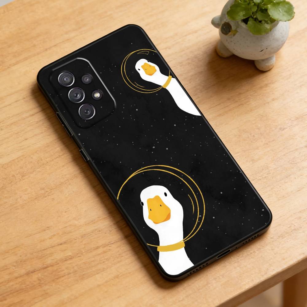 Cartoon Cute Goose Phone Case For Samsung Galaxy A73,21,22,32,71,53,52,51,80,5G Soft Black Cover