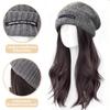 WTB Hat Wig Integrated Synthetic Wig Women Fashion Autumn And Winter Gray Warm Wool Knitted Hat Long Curly Wig Hat