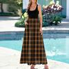 Ladies' Plaid Printed Summer Casual and Fashionable Sleeveless Long Dress