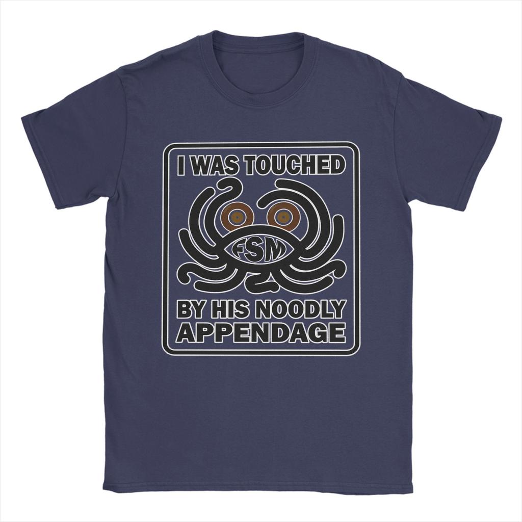 Flying Spaghetti Monsterism T-Shirt Men I Was Touched by His Noodly Appendage. FSM Short Sleeve T Shirt Birthday Gift Clothing