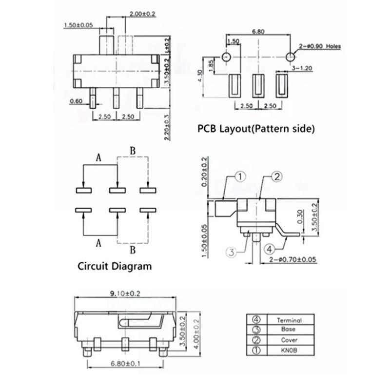10Pcs 3 Pin Mini Slide Switch On-OFF 2 Position Micro Slide Toggle Switch Miniature Horizontal Slide Switches