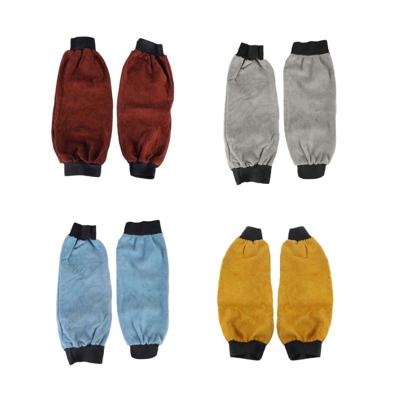 Electric Welding Sleeves Artificial Leather Welder Protective Supplies for Industrial Welding Sleeves with Elastic Cuff