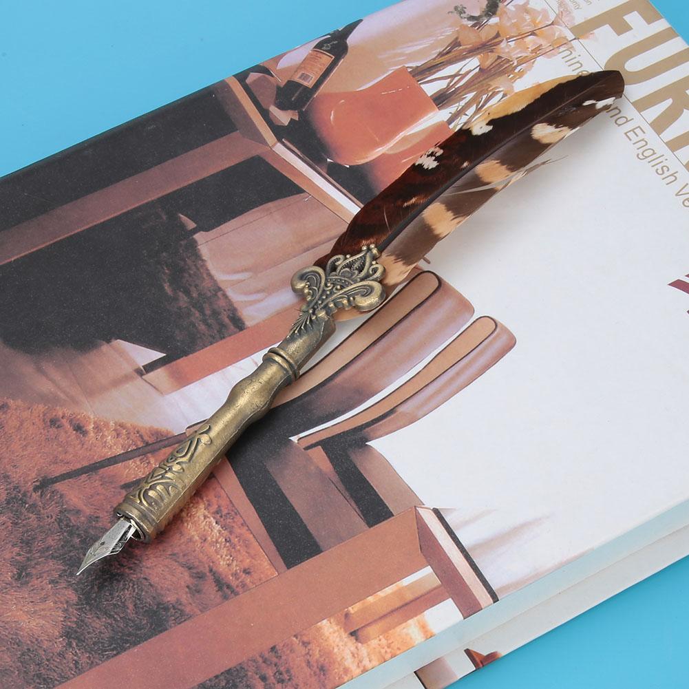 European Retro Feather Dip Pen Stainless Steel Nibs Writing Pen Set Gift with Packing Box