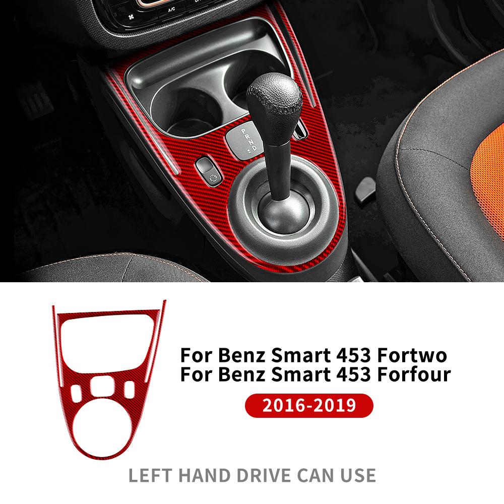 Real Soft Carbon Fiber for Mercedes Benz Smart 453 Fortwo/forfour 2016 2017 2018 2019 Car Gear Shift Panel Frame Trim Sticker