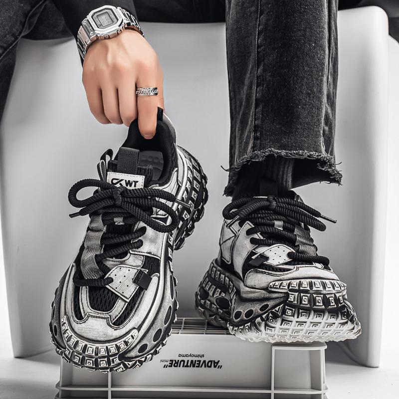 Winter high-top high-end running leather surface waterproof and non-slip sports casual height-increasing dad shoes