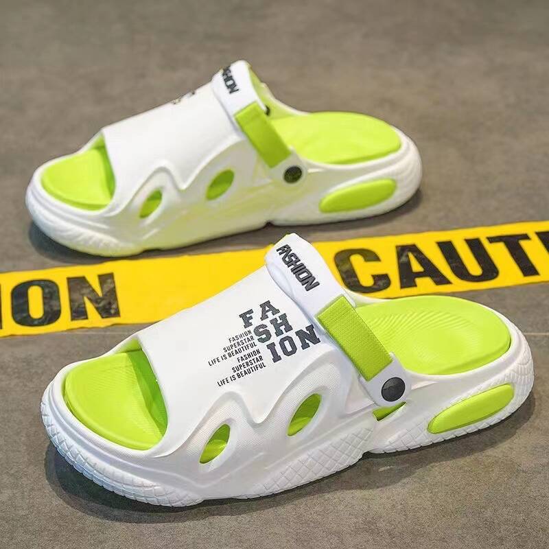 

Summer men s fashion thick-soled one-word sandals for students to wear comfortably, anti-skid beach slippers 44-45