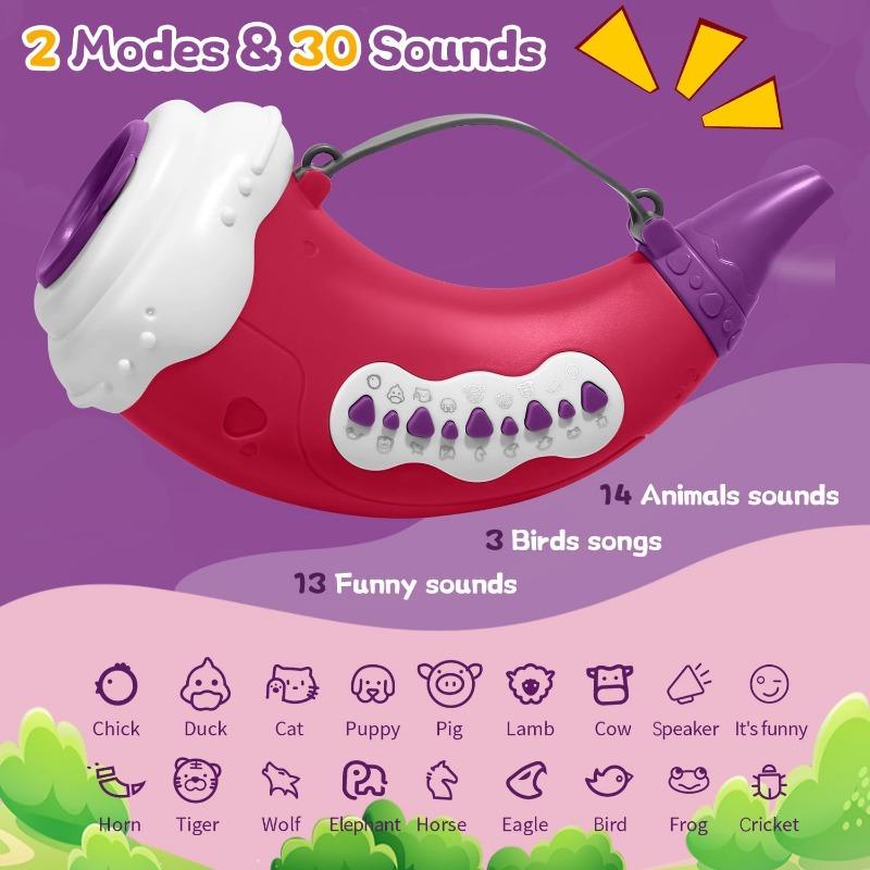 Hračky pro volání zvířat, Lovecká hračka se 2 režimy 30 zvuky, 5 úrovní světel, Hra na venkovní objevování s hračkami měniče hlasu s klaksonem pro chlapce a dívky