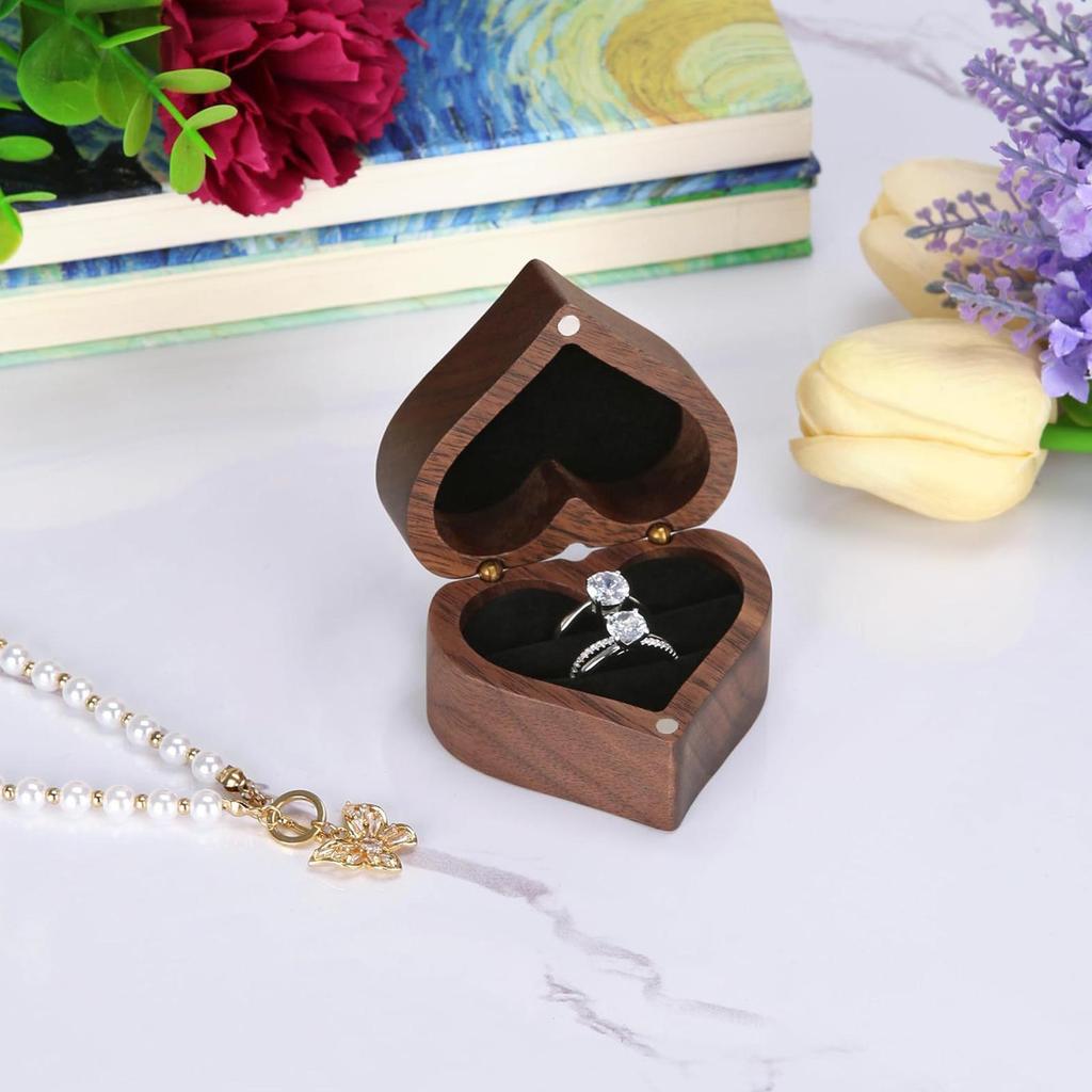 Heart-Shaped Ring Box for Proposal, Velvet Jewelry Holder Engagement Ring Case, Valentine Christmas Wedding Gift for Women