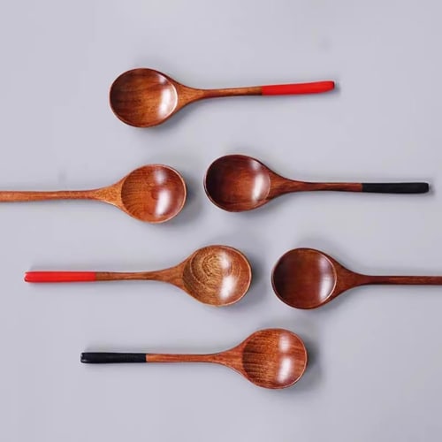 KXLCGYK Wooden Spoons, Set of 2, 16.5cm Long, Lightweight, Soup Spoon, Curry Spoon, Risotto Spoon, Dinner Spoon, Lacquered