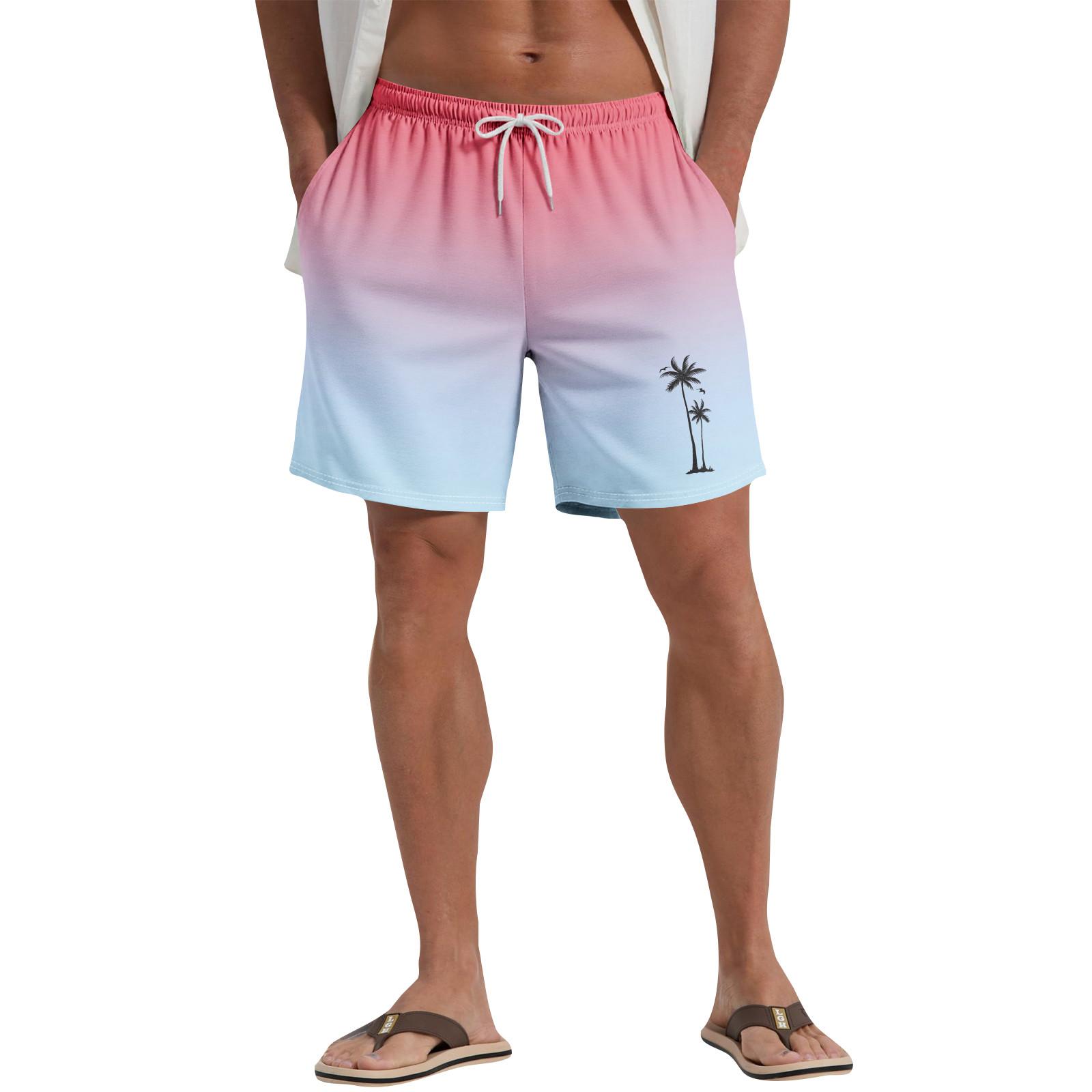 

Мужские повседневные пляжные шорты с гавайским растительным принтом XL арбуз красный