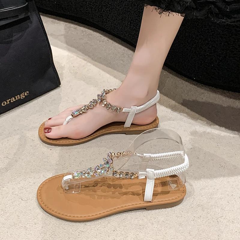 Women's Sandals Summer New Fashion Women's Sandals 2024 Rhinestone Sandals Open Toe Lightweight High-end Women's Shoes