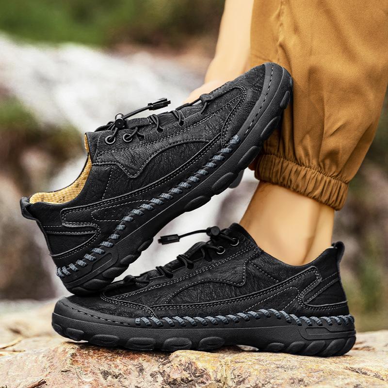 

2025 large size autumn and winter large size breathable loafers casual men s leather shoes trendy Goodyear handmade men s shoes 46 чорний