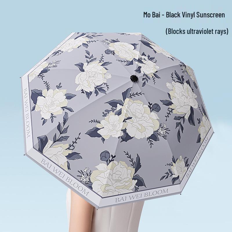 Gradient 8-Rib UV Protection Folding Umbrella - Sun and Rain Ready