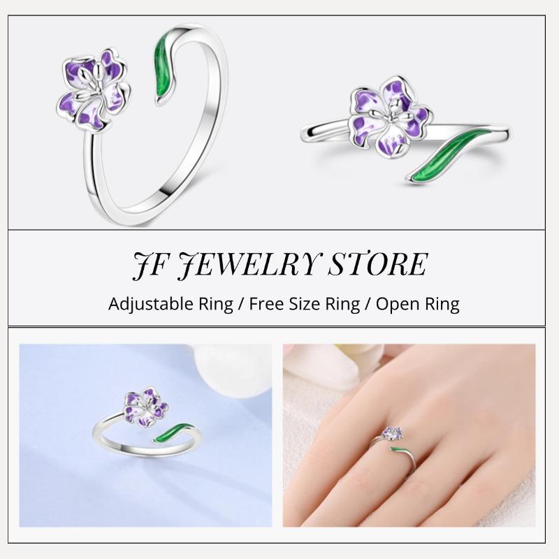Free Size Ring For Women S925 Silver Original Blue Eyes Dragon Bee Shell Cherry Adjustable Rings Clover Chain Open Ring Jewelry