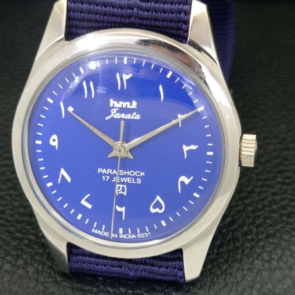 VINTAGE HMT JANATA HAND-WINDING INDIAN MENS BLUE COLOR DIAL WATCH a702058-5 R208-a702058