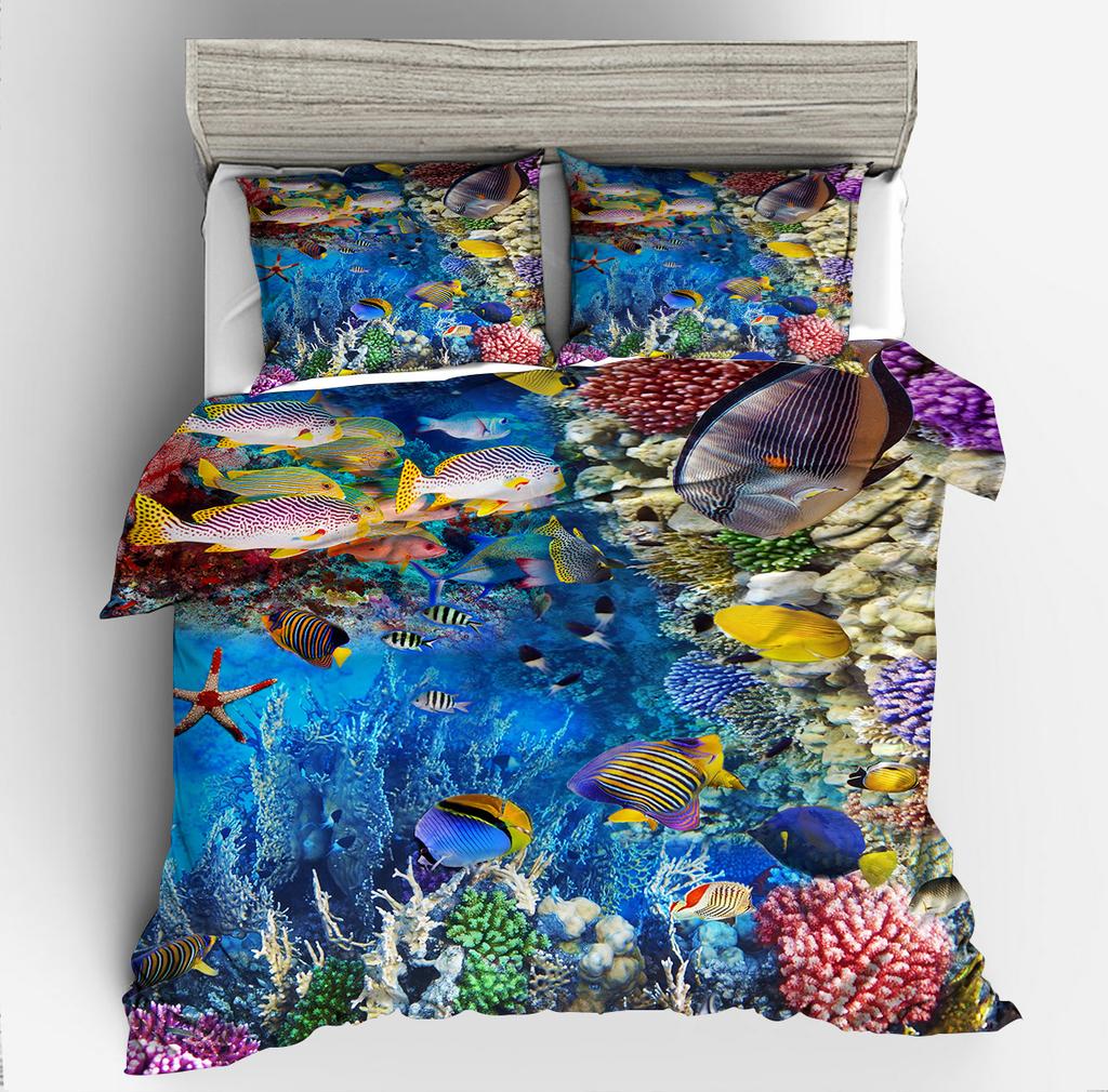 3D Digital Printing Underwater World Dolphin Series Quilt Set Three-Piece Set