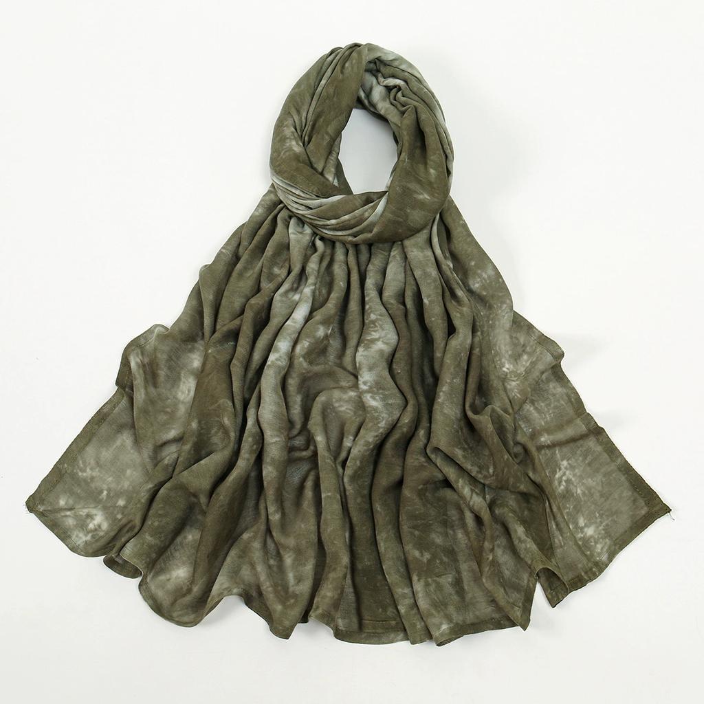 190*90Cm Big Size Modal Cotton Hijab Women Tie-Dye Scarf Double Stitching Shawl Muslim Gradient Plain Cotton Rayon Headscarf