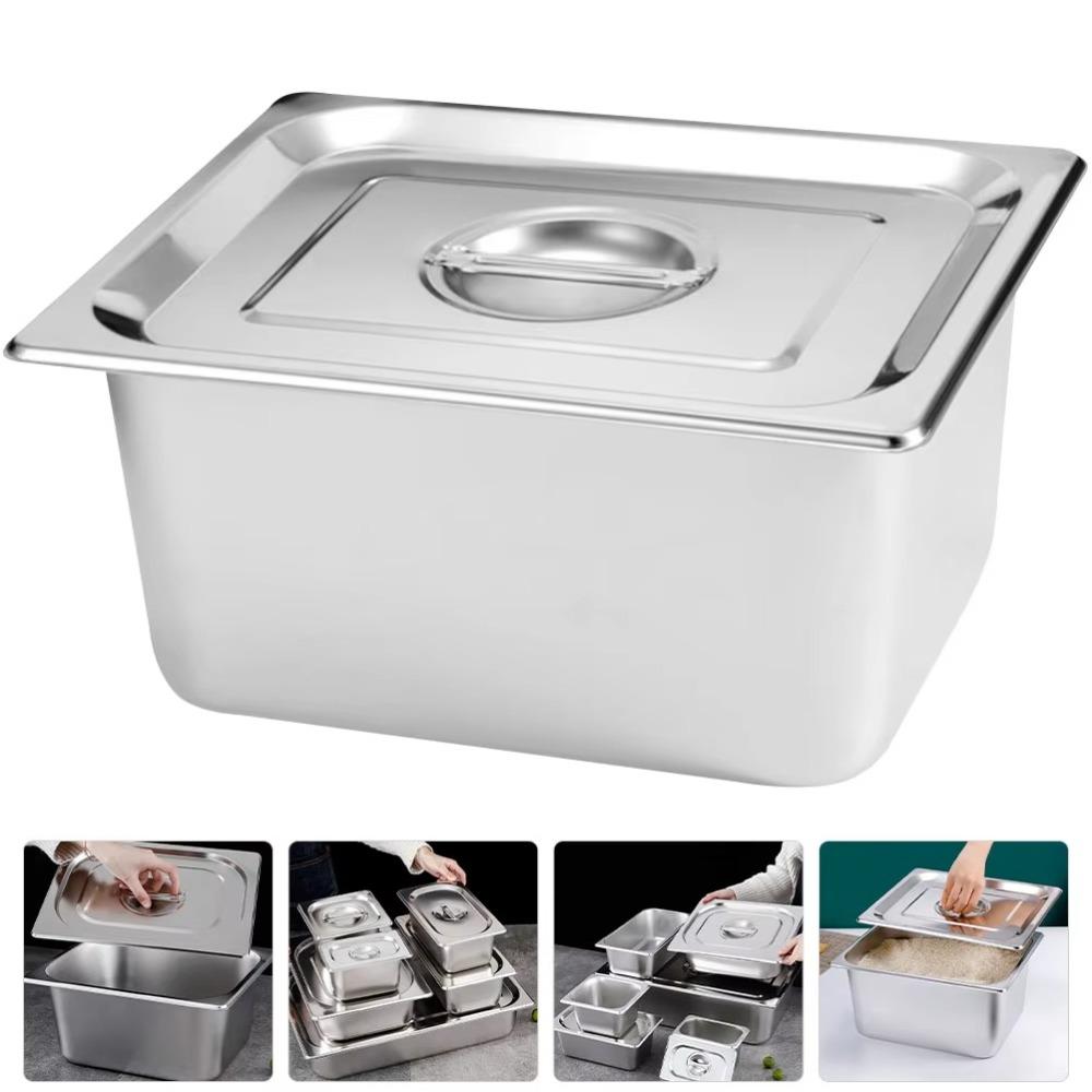Thickened 1/9 1/6 1/4 1/3 1/2 Food Pan with Lid Rectangular Tray Basin GN Pan  Chafing Buffet